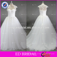 ED nupcial nuevo cordón de la colección Appliqued Tulle vestido de boda blanco con la chaqueta